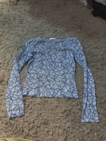 ONLY Damen Blau Netz Langarmshirt mit Kreisdruck