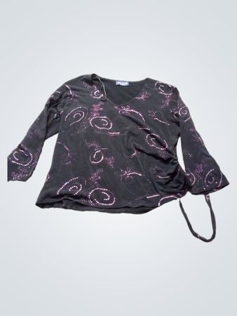 Saloos Collection Schwarze Bluse mit pinkem Wirbelmuster