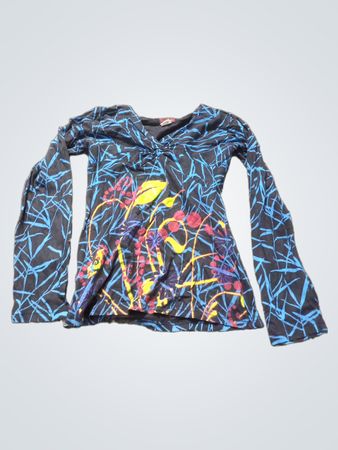 Namaste Langarm Blau und Schwarz Bambusdruck Hemd