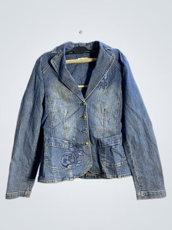 Giacca in denim Gelco con ricamo floreale