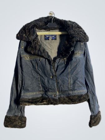 Yada Yada Denimjacke mit Fellbesatz