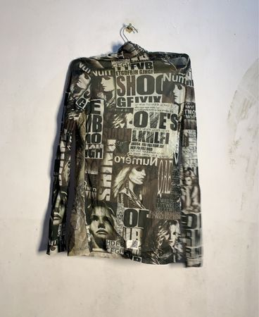Fashion Elle Schwarz-weiß Collage Druck Langarmoberteil