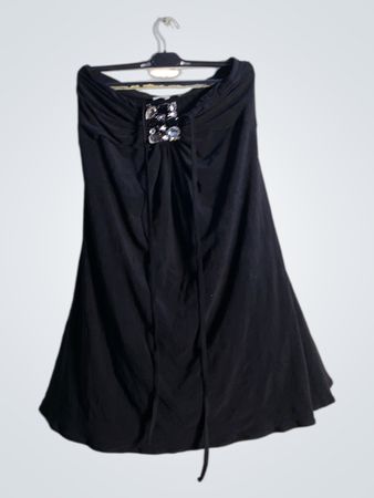 Bess Schwarzes Trägerloses Verziertes Midi-Kleid