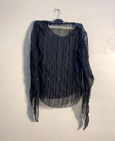 Schwarze transparente Bluse mit Pailletten