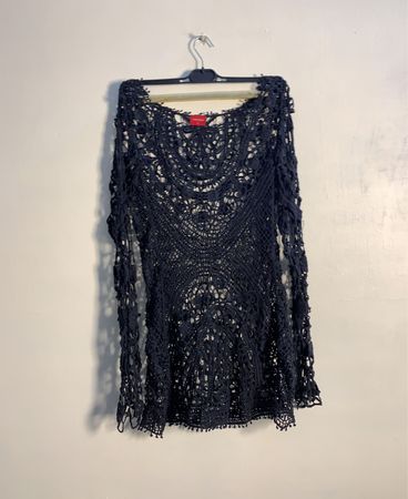 ZABAIONE Navy Blue Crochet Top Größe S