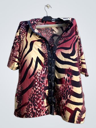 Bluse mit Tiermuster und Schnürung für Damen