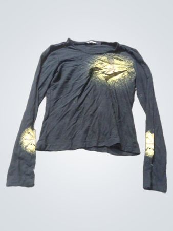 TREND.DK Schwarzes Langarm-T-Shirt mit Goldgrafik