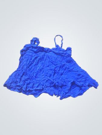Blaues Rüschentop mit Spaghettiträgern