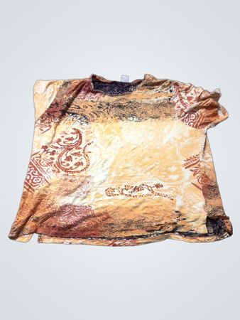 Oranges und braunes abstraktes Druck-T-Shirt