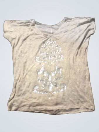 Graues T-Shirt mit silberner Verzierung
