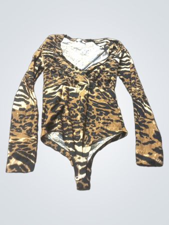 GALVIN FASHION Damen Langarm-Body mit Tierdruck