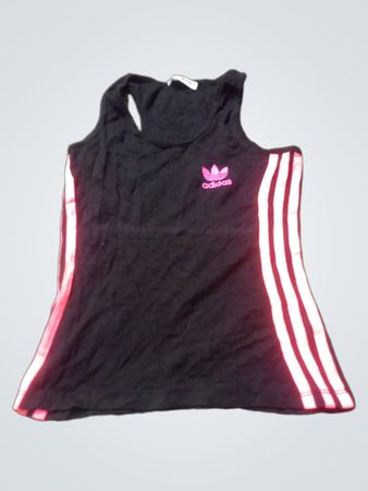 Adidas Schwarzes Tanktop mit pinken Streifen