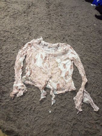 Weiß und Rosa Gemusterte Langarm Bluse mit Schleife