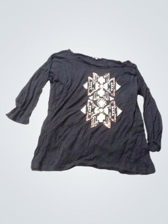 GDM Grain de Malice Schwarzes Langarm-T-Shirt mit geometrischem Druck