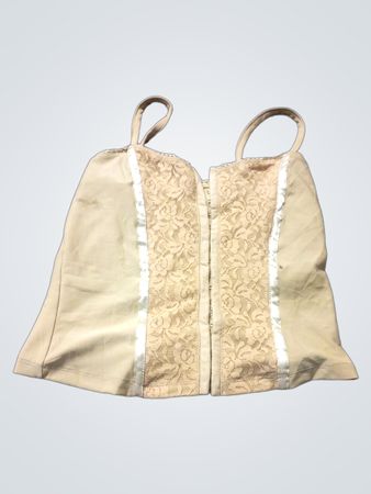 Beige Spaghetti-Top mit Spitze vorne