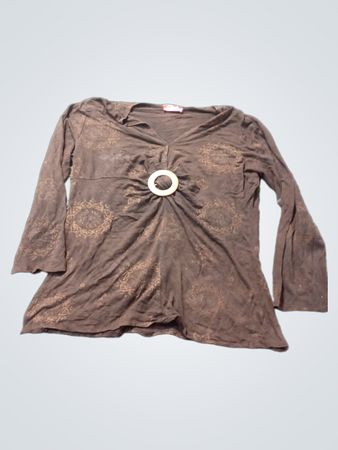 Carlo Comberti Brown Langarmtop mit Ringdetail