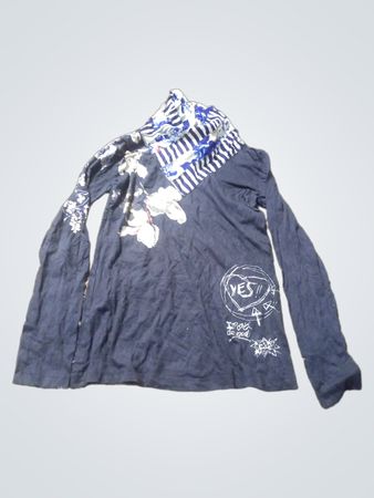 Blaues Langarmhemd mit Grafikdruck