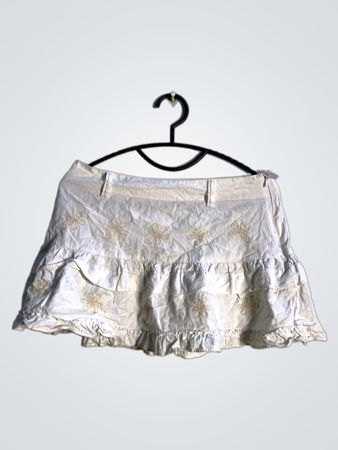 River Flower Collection Cream Bestickter Minirock