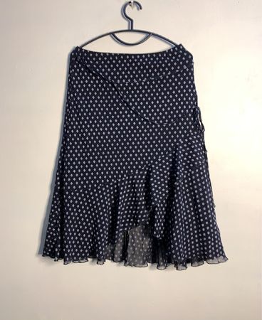 CANDA Damen Blaue Bedruckte Rüschenshirt