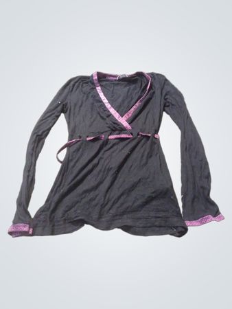 Etam Black Long Sleeve Wrap Top