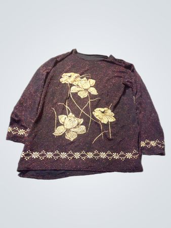 Chemise à manches longues scintillante avec imprimé floral