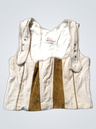 Feelings. Gilet en cuir avec panneaux en daim brun