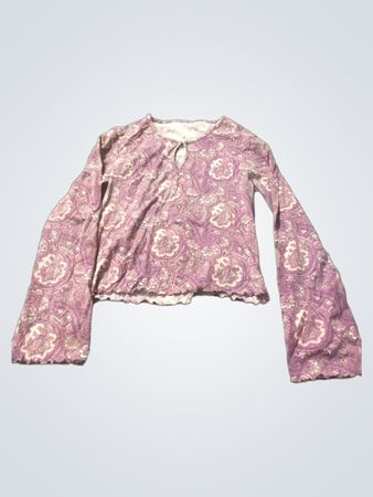 Lila Paisleymuster Glockenärmel Bauernbluse