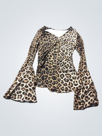 Leopard Print Bell Sleeve Top