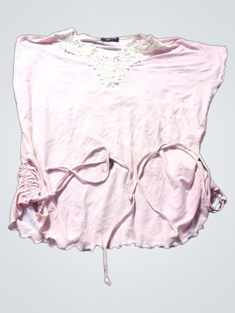 SALOOS COLLECTION Pink Lace Trim Top
