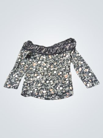 Florale schulterfreie Bluse mit langen Ärmeln