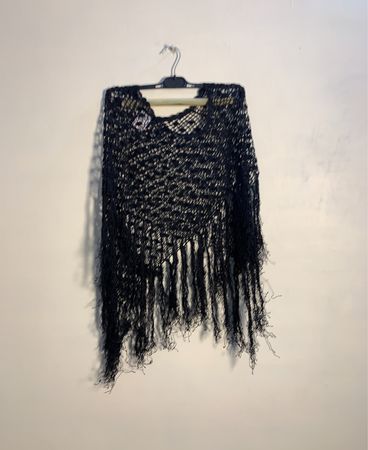 Black Fringe Poncho