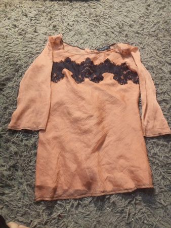 Top tunique en dentelle pêche pour femmes