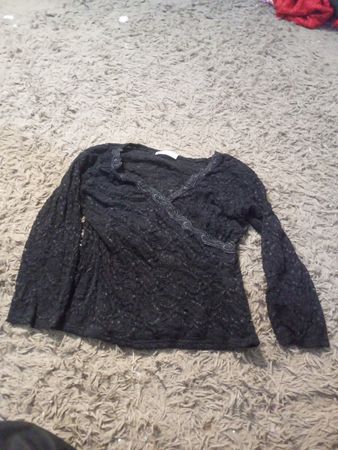 Gi Fun Schwarzes Spitzen-Longsleeve-Top