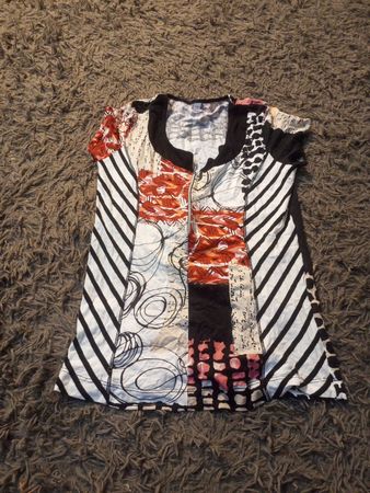 Patchwork-Print Kurzarm-Top