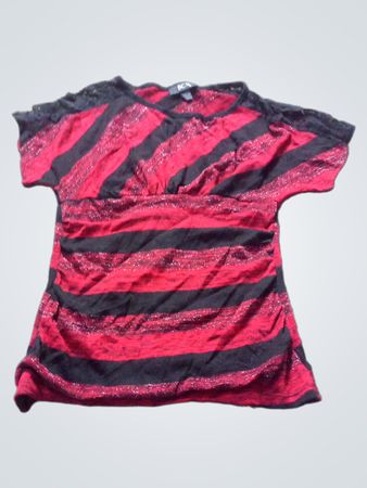 BCX Rot und Schwarz Gestreiftes Glitzeroberteil