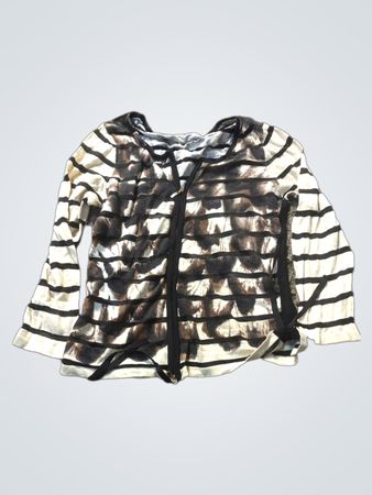 Gestreiftes Zip-Up-Top mit abstraktem Druck