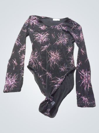 Trimousse Paris Black Sparkle Long Sleeve Bodysuit