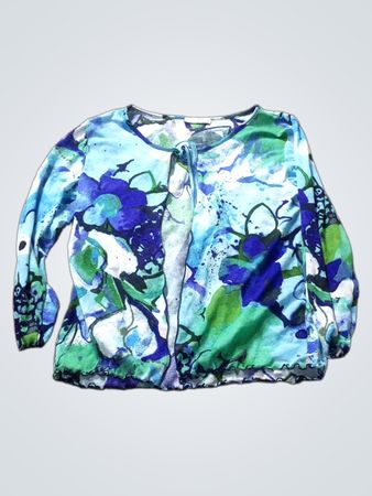 Julie Guerlande Blaue Blumenmuster Bluse