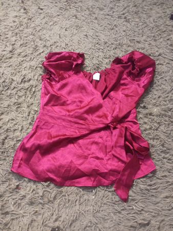 Pink Satin Wrap Top