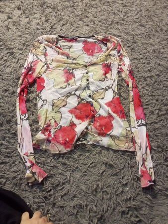 Coast Floral Print Sheer Mesh Langarm-Top