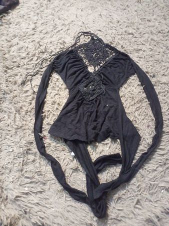 Top Halter avec Détails en Crochet Noir
