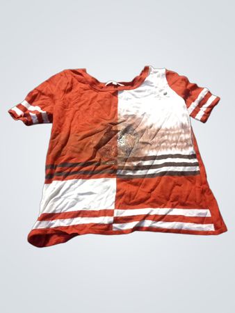 UNIQUEMENT AILLEURS Orange und weiß gestreiftes T-Shirt