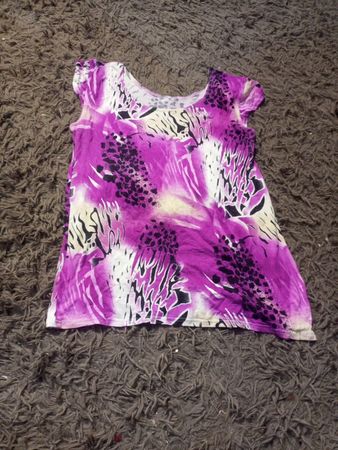Purple White Black Animal Print T-shirt