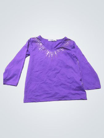 Chemise à manches longues violet en V avec paillettes