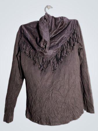 Brown Fringed Hoodie