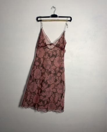 Women'secret Pink Floral Mesh Slip Dress