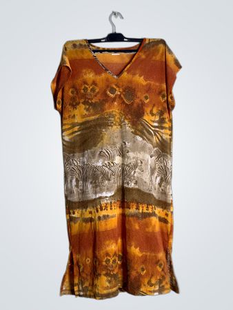 Hubermasche Kaftan Kleid mit Zebra-Print