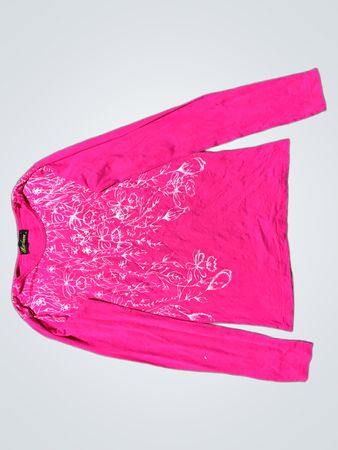 RiccoDonna Damen Pink Blumendruck Langarmshirt
