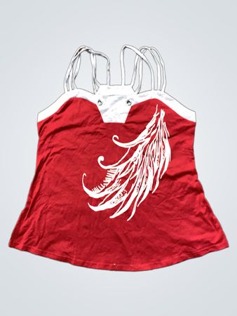 Rotes Tanktop mit weißem Feder-Graphic