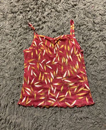 Rotes Netzblatt-Print Cami Top